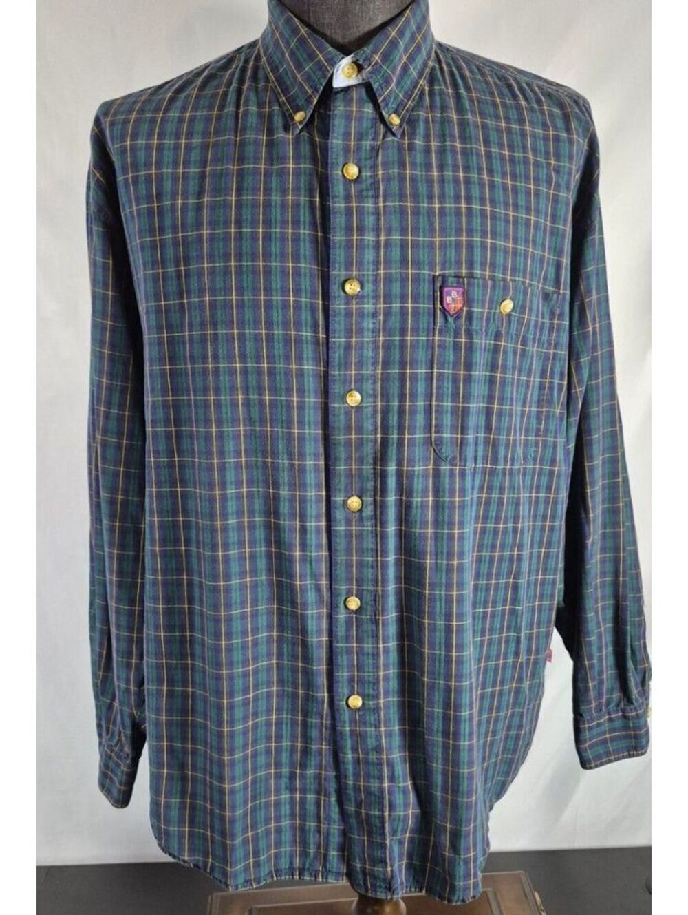 Bugle Boy Classics Plaid Button Down Shirt Men's XL 100% Cotton